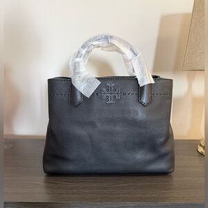 TORY BURCH McGRAW TRIPLE COMPARTMENT SATCHEL BLACK COLOR